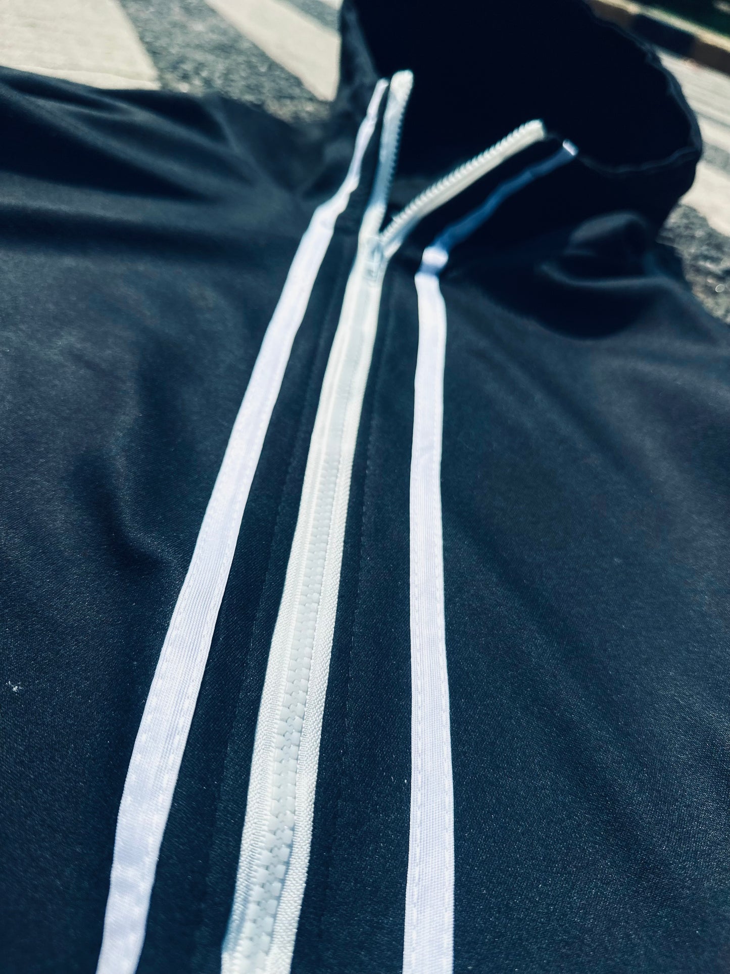Black Athletic Hoodie with White Stripes – Stylish & Comfortable