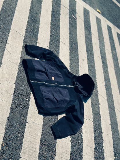 Black Utility Zip-Up Hoodie – Functional, Durable & Stylish